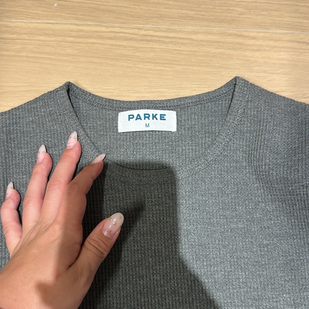 Brand new PARKE Gray Short waffle Sleeve T-Shirt size medium - Picture 4 of 6